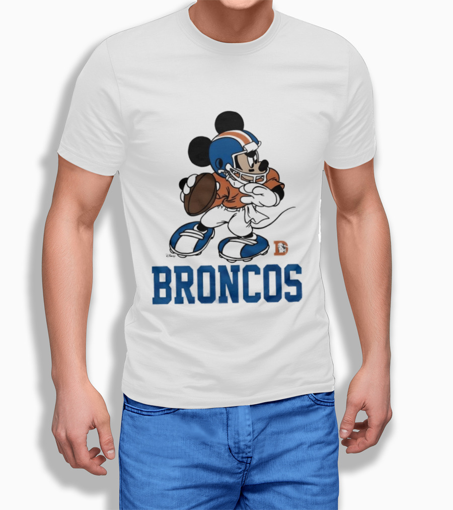 Mickey Mouse Denver Broncos Quarterback Broncos D Football T-Shirt