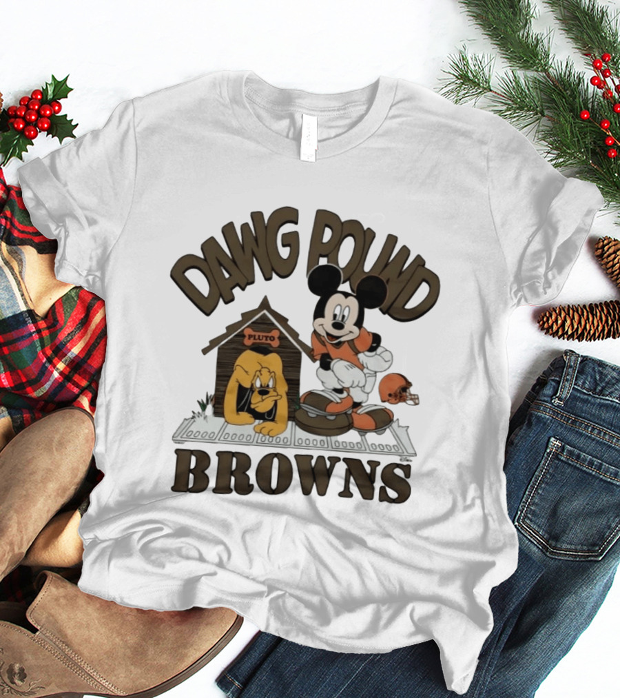 Mickey Mouse Pluto Cleveland Browns Dawg Pound T-Shirt