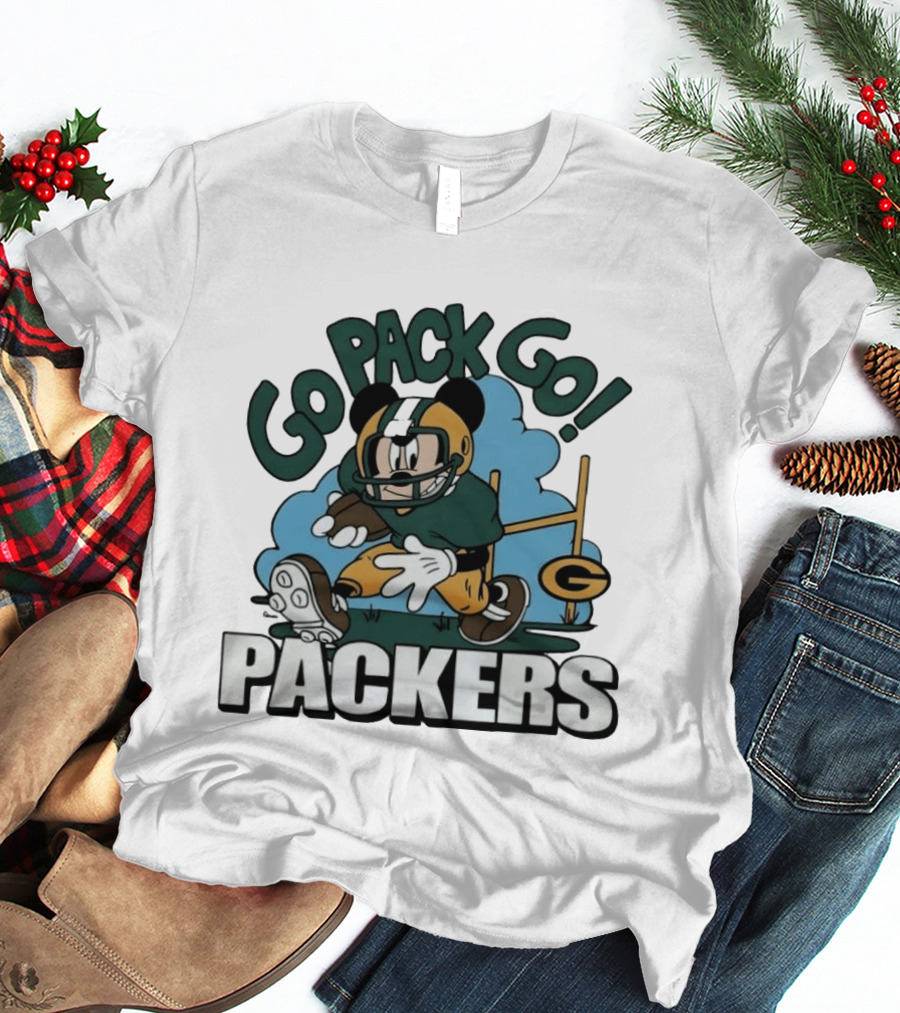 Mickey Mouse Green Bay Packers Go Pack Go Packers T-Shirt