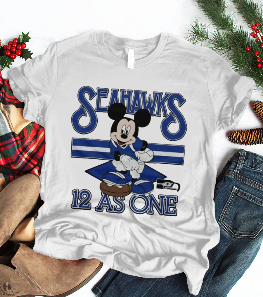 Seahawks Mickey Mouse 12 As One Football Collaboration T-Shirt
