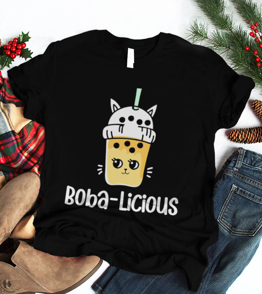 Boba Licious Cute Cat Milk Tea Kawaii Bubble Tea Drink T-Shirt