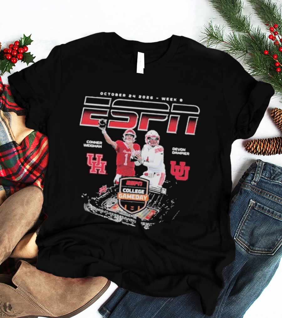 October 14 2023 Week 8 ESPN College Gameday Conner Weigman Houston Cougars Vs Devon Dampier Utah Utes T-Shirt