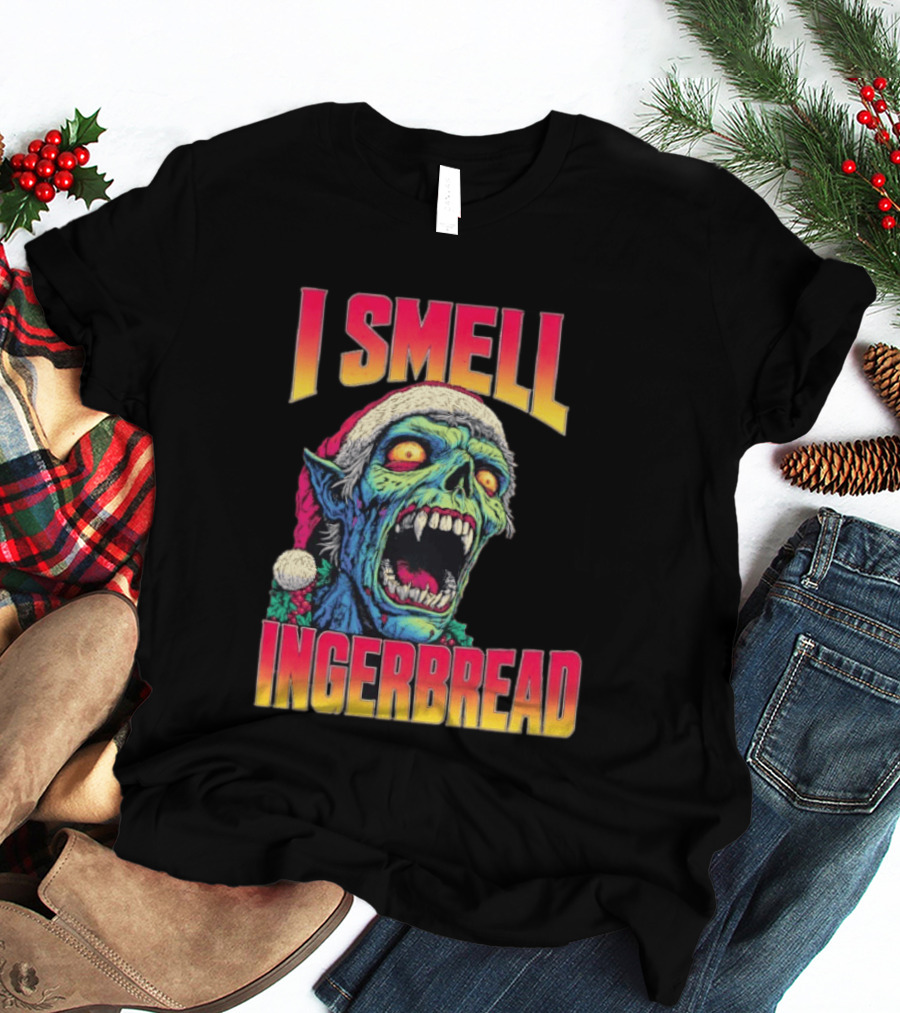 I Smell Gingerbread Christmas Zombie Santa T-Shirt