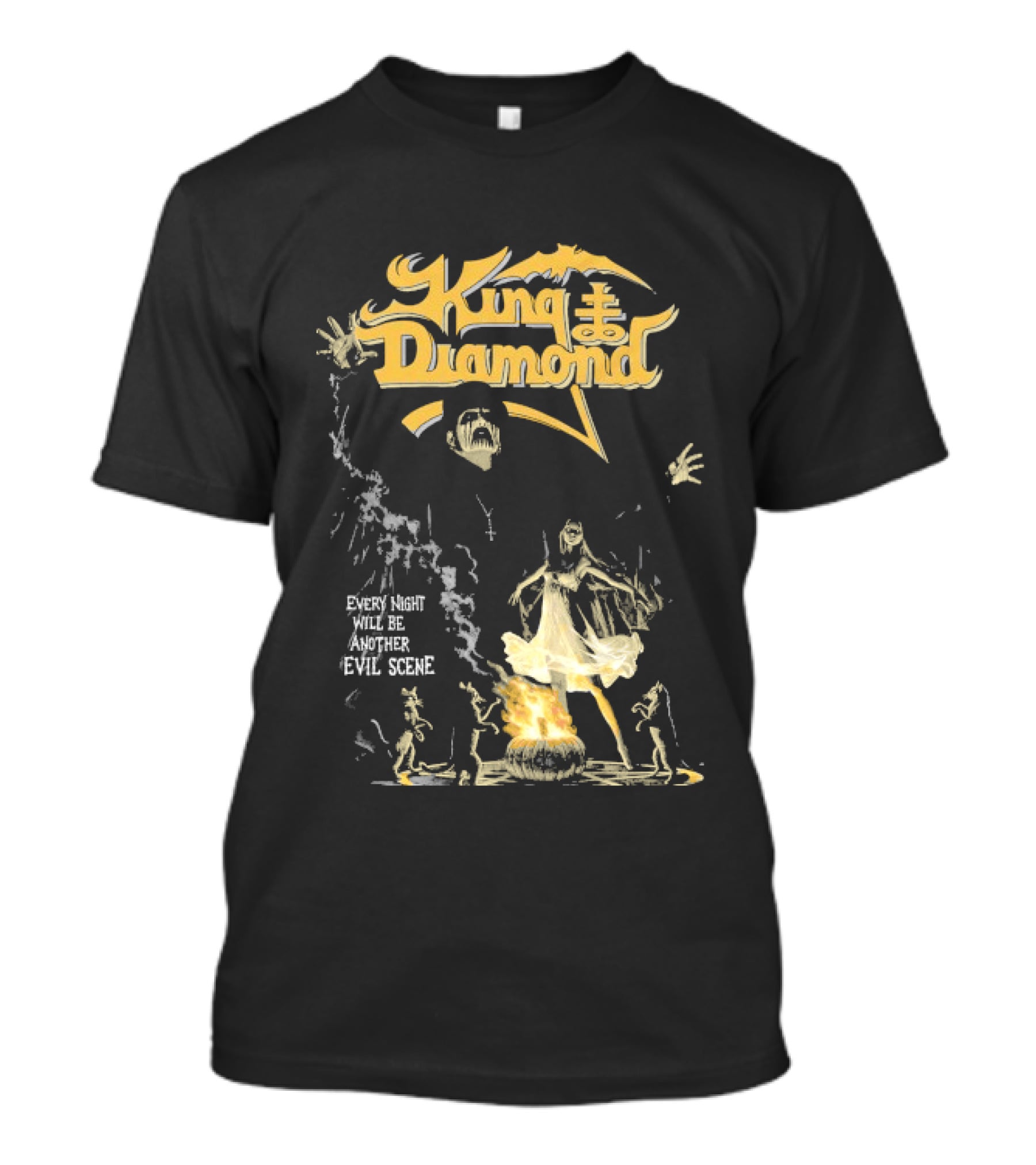 King Diamond Every Night Will Be Another Evil Scene Halloween Bat Cross Skeleton T-Shirt