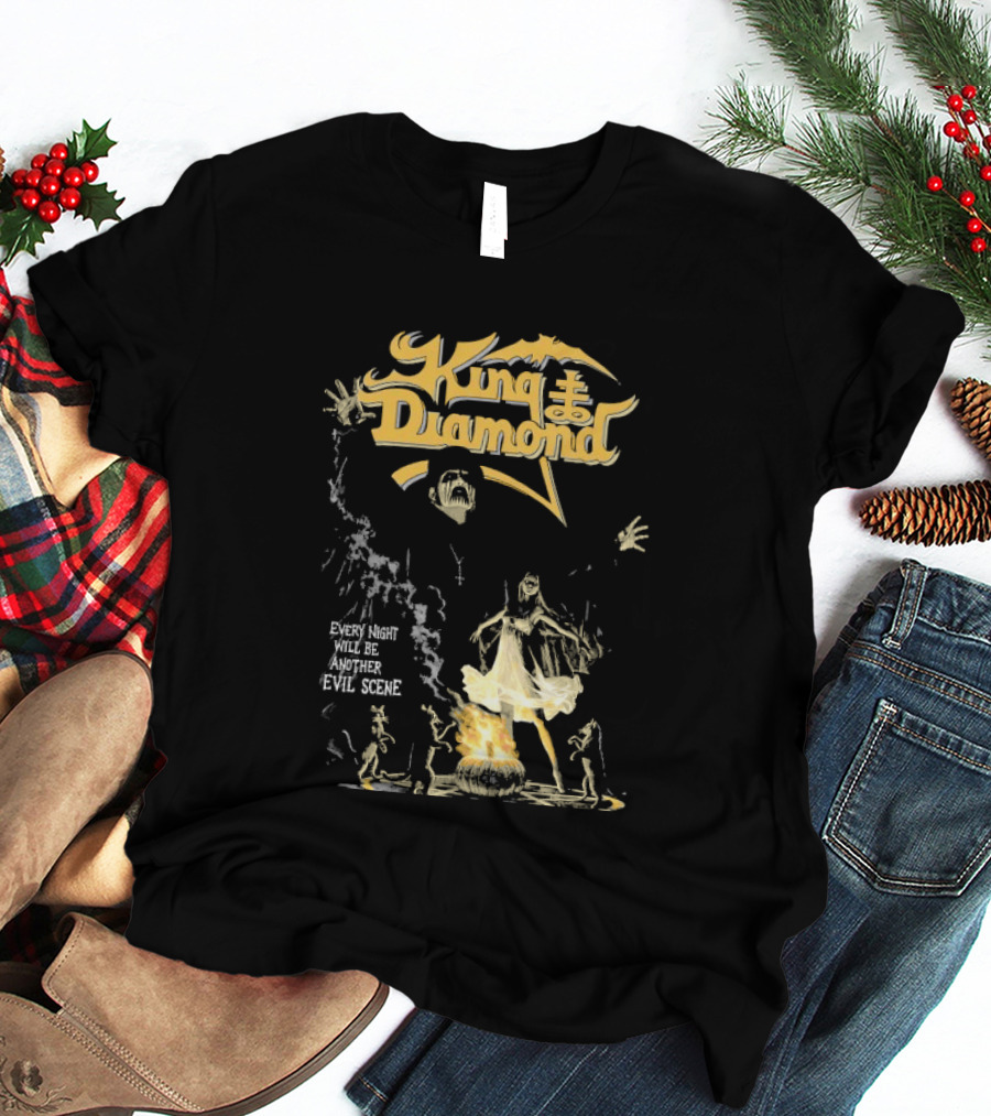 King Diamond Every Night Will Be Another Evil Scene Halloween Bat Cross Skeleton T-Shirt