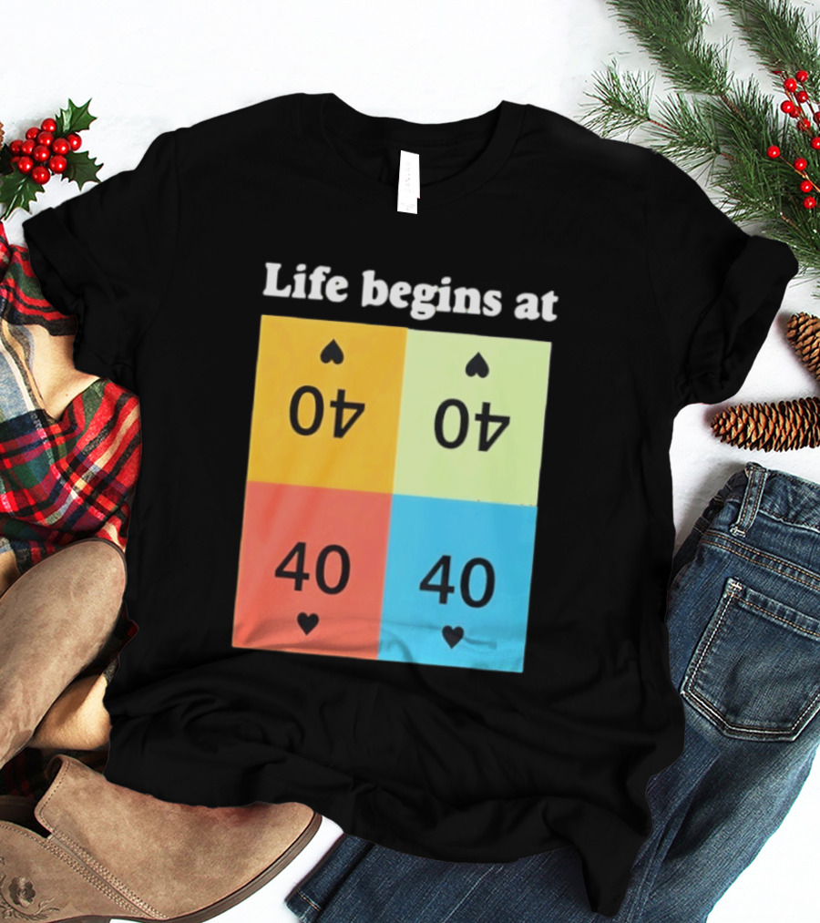 Life Begins At 40 Colorful Spade Cards T-Shirt