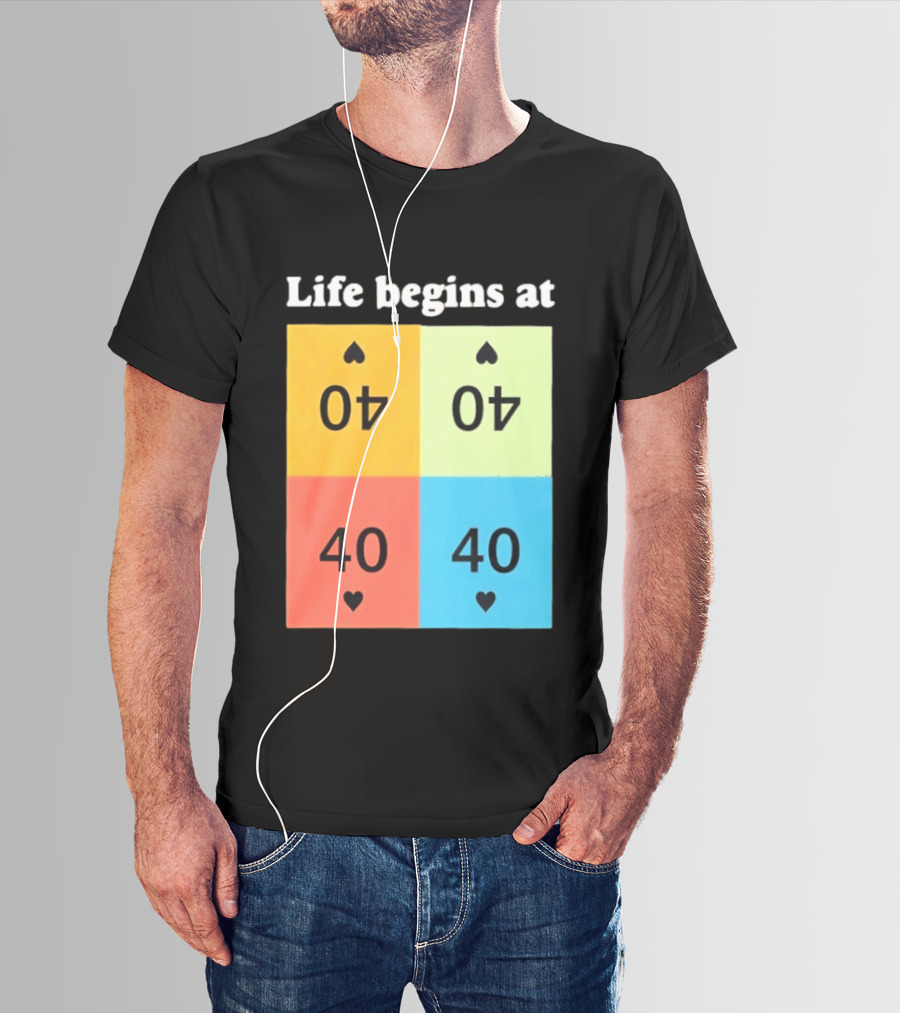 Life Begins At 40 Colorful Spade Cards T-Shirt