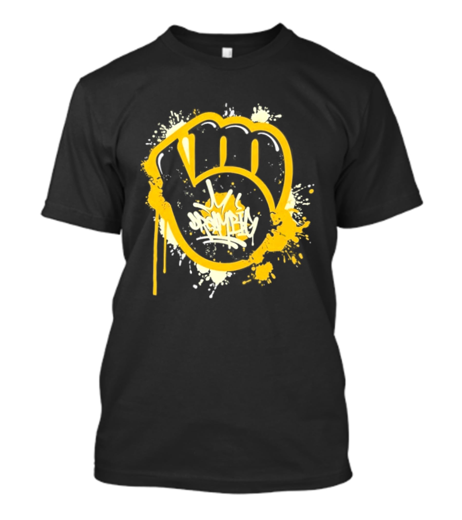 Milwaukee Brewers Graffiti Power Fist Paint Splatter T-Shirt