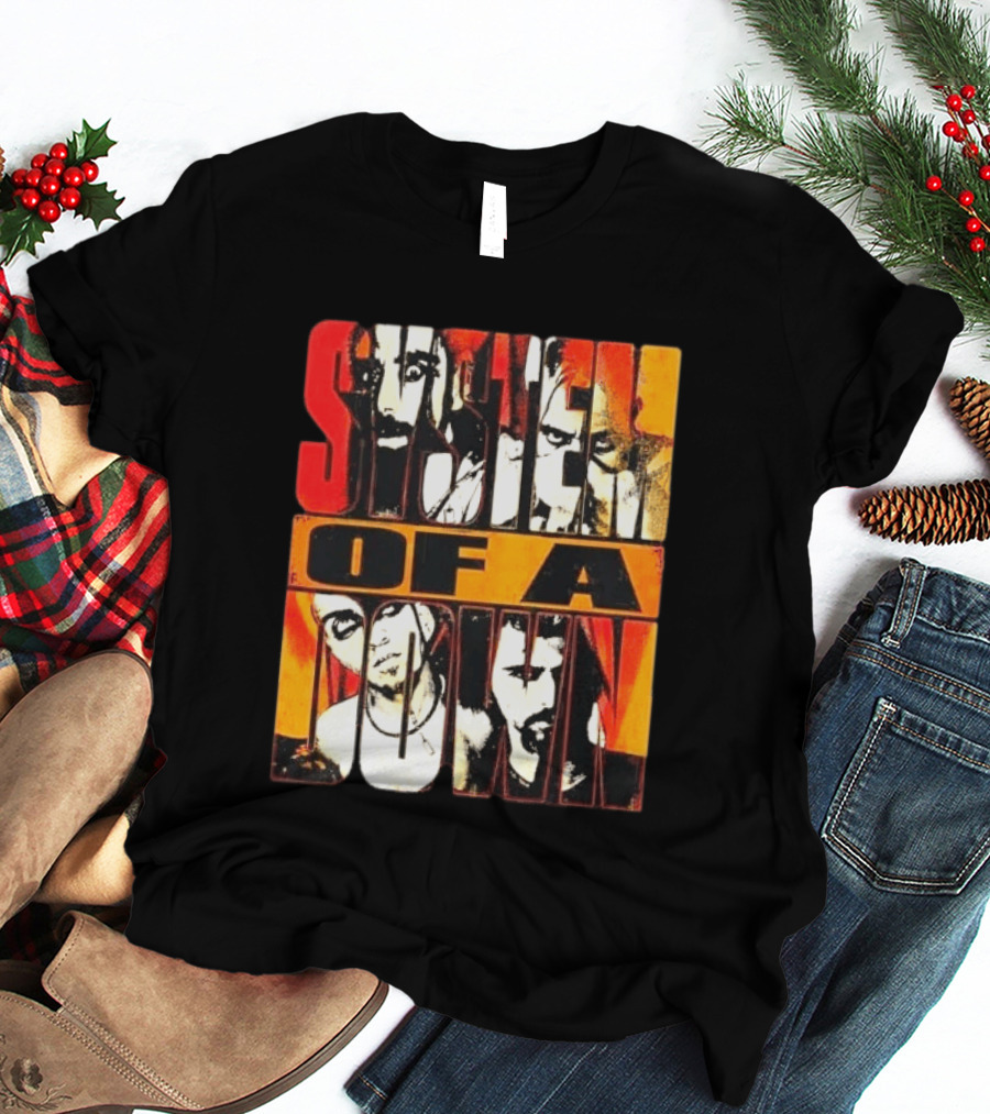 System Of A Down Face Collage Sick New World Festival Texas 2026 Heavy Metal Rock Band T-Shirt