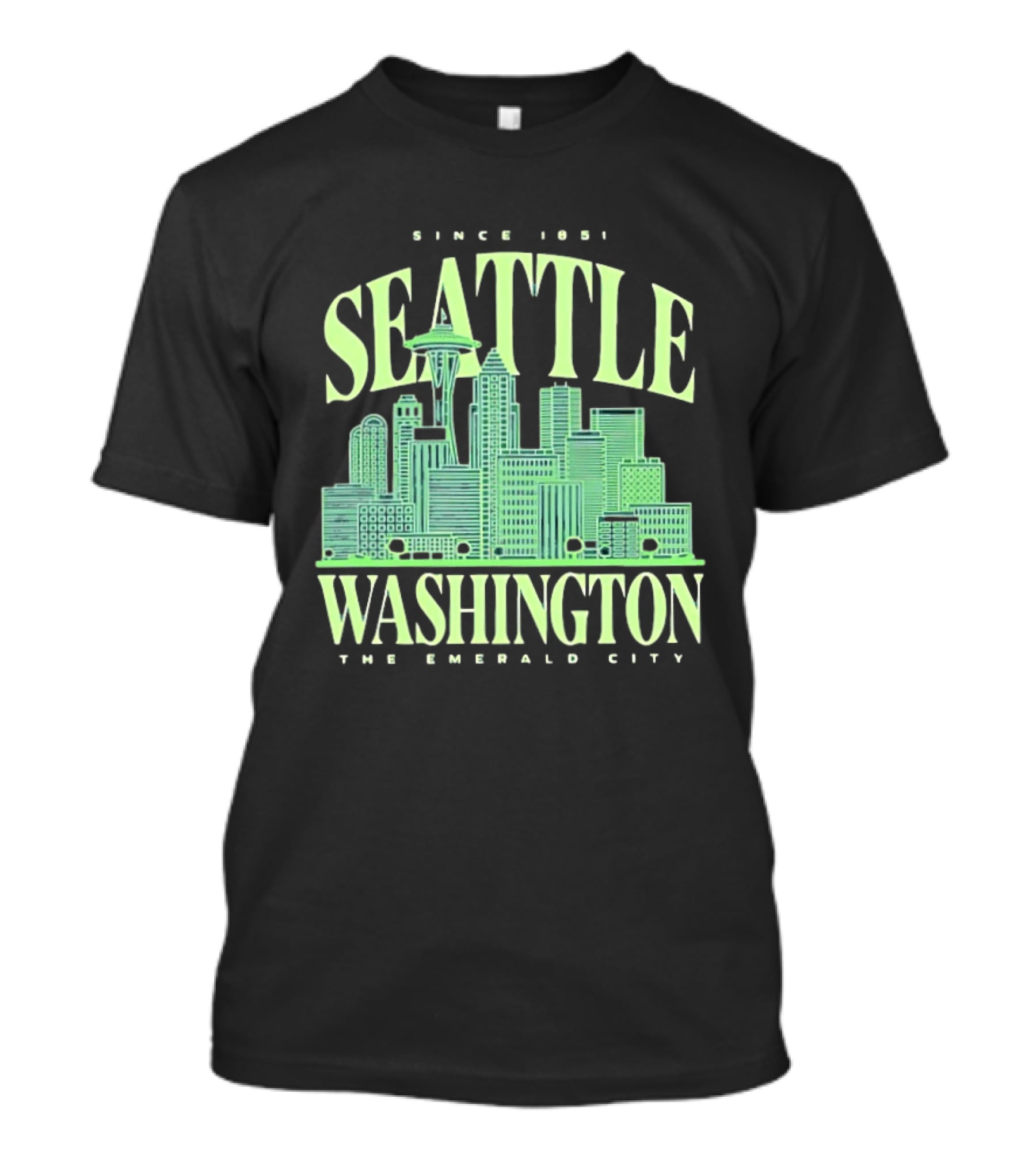 Seattle Washington Since 1851 The Emerald City Skyline T-Shirt