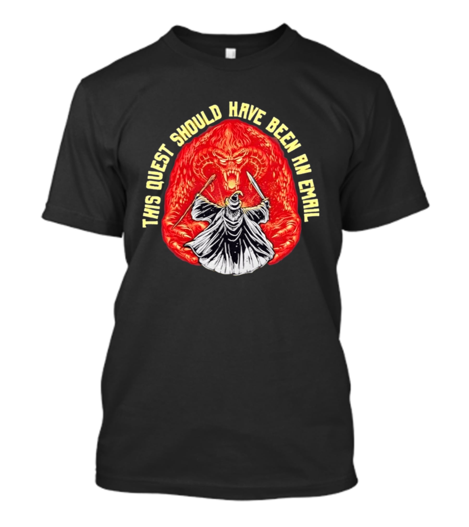 This Quest Should Have Been An Email Fantasy Wizard Battling Fiery Monster T-Shirt