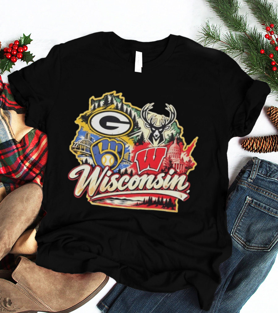 Wisconsin Green Bay Brewers Badgers Bucks State Capitol Landmarks T-Shirt