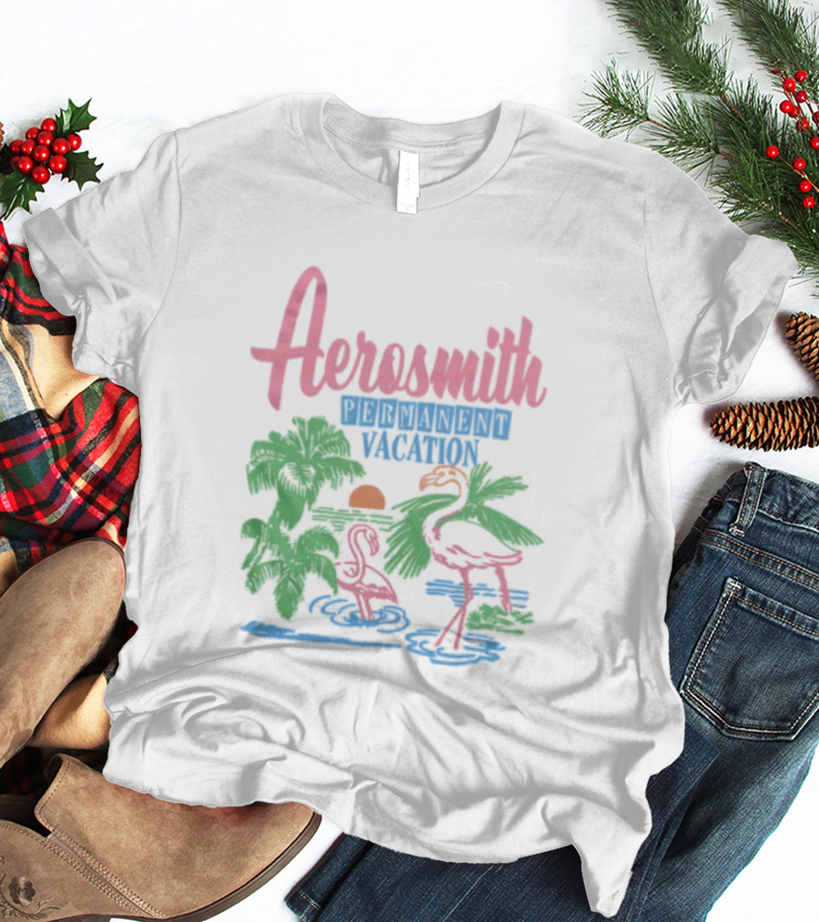 Aerosmith Permanent Vacation Flamingo Tropical Paradise T-Shirt