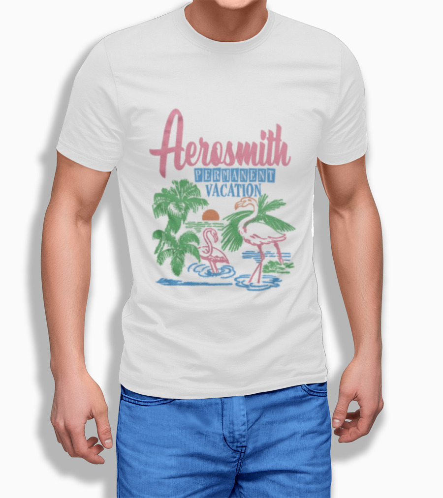 Aerosmith Permanent Vacation Flamingo Tropical Paradise T-Shirt