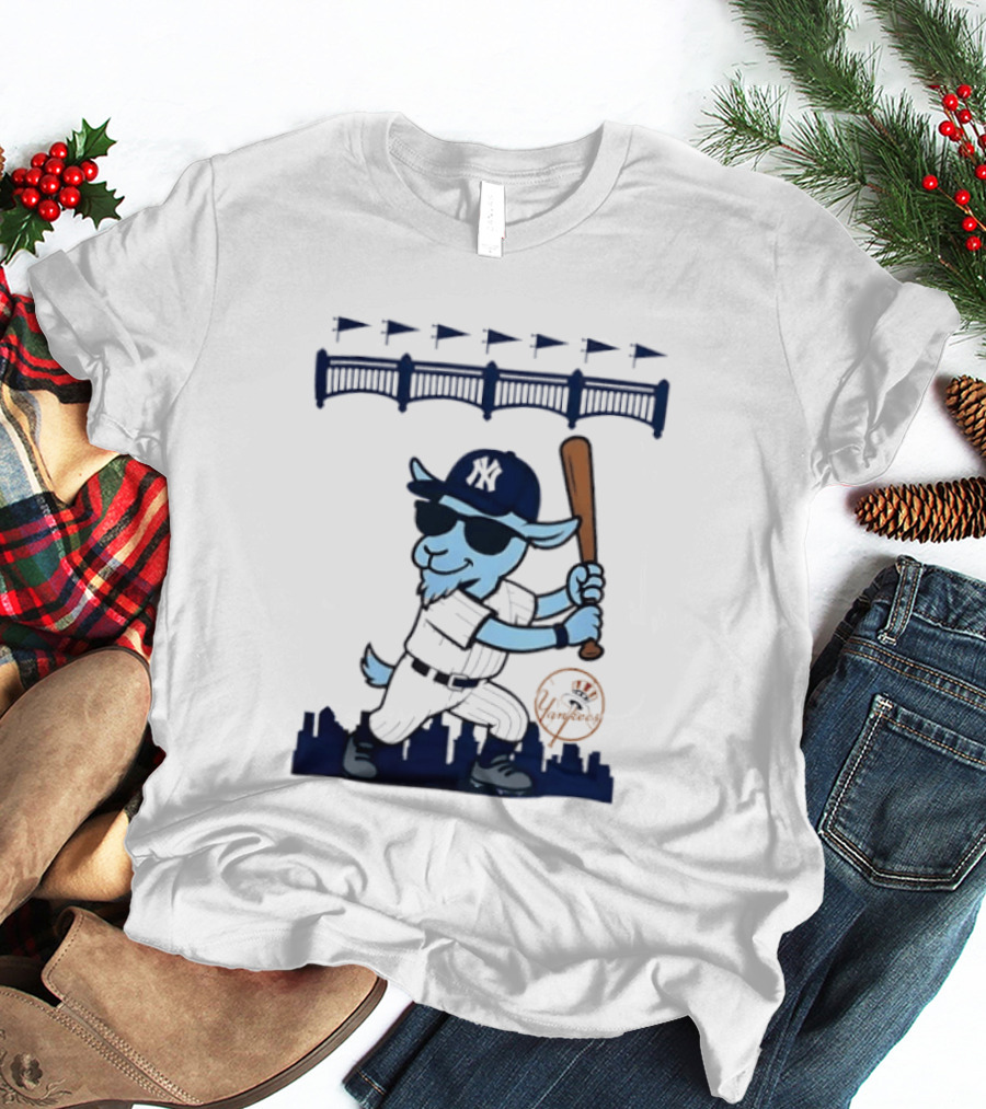 GOAT USA New York Yankees Home Run Baseball Goat Cartoon T-Shirt