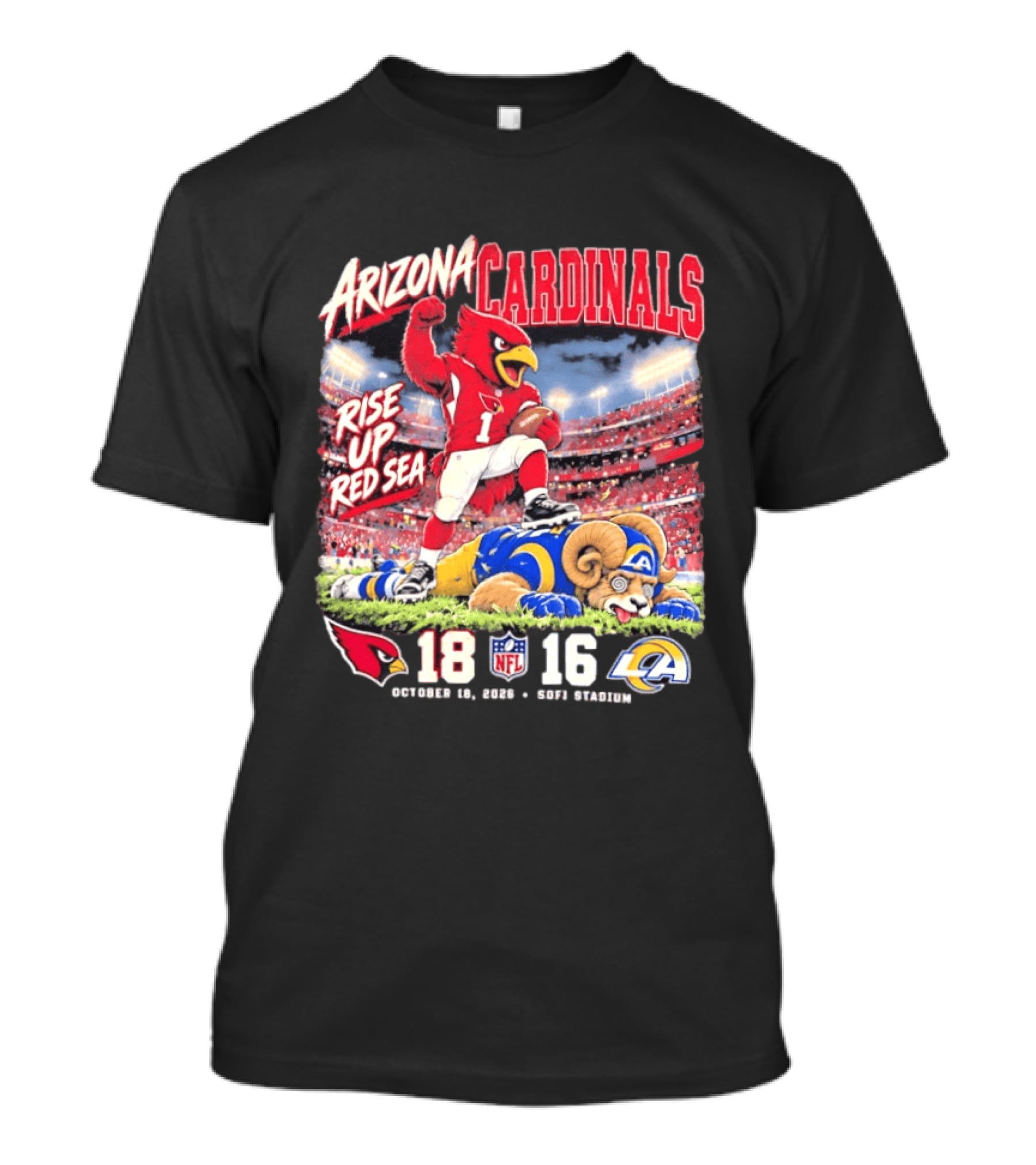 Arizona Cardinals Rise Up Red Sea October 15 2023 SoFi Stadium NFL 18 16 Victory Over Los Angeles Rams T-Shirt