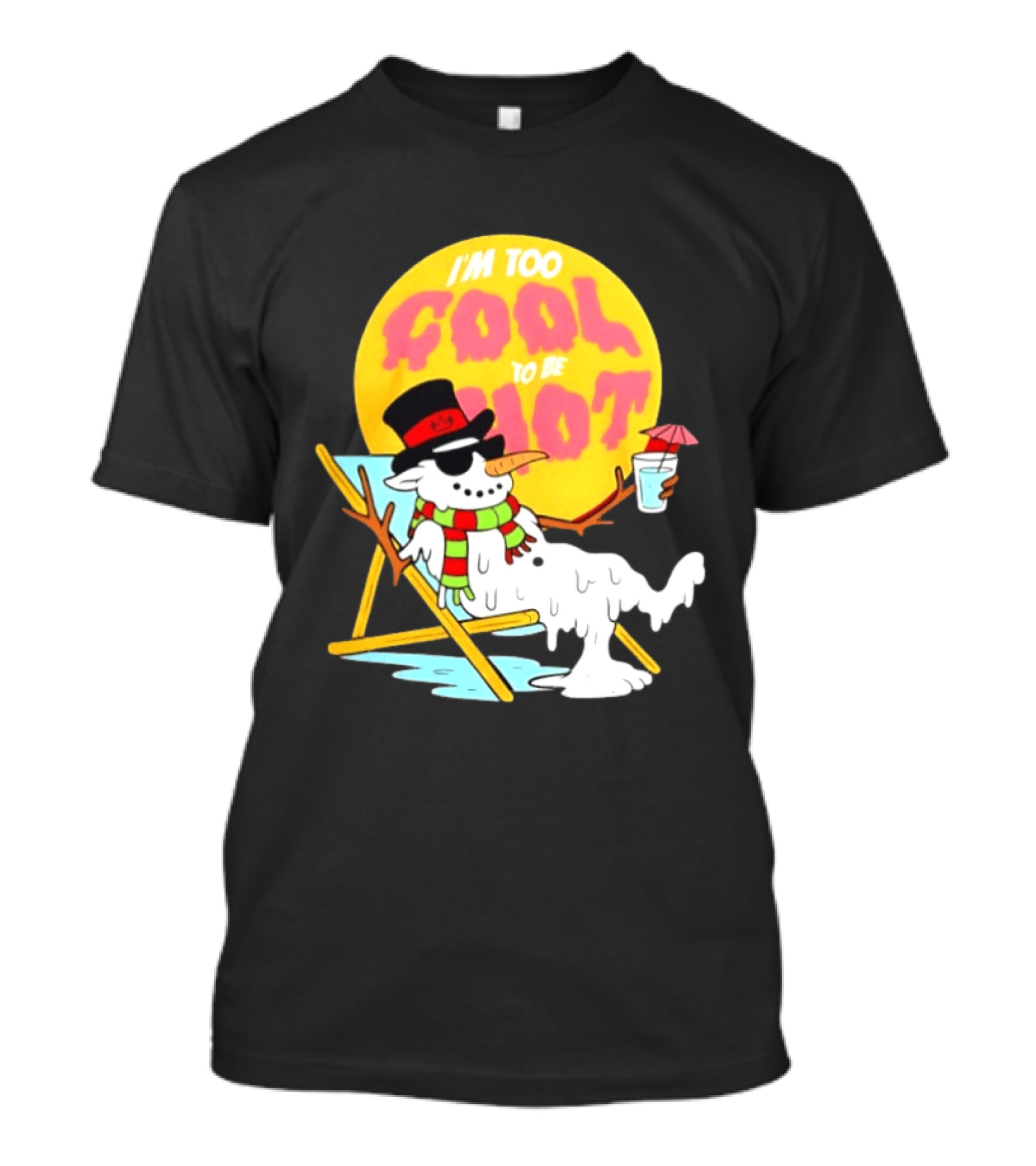 I'm Too Cool To Be Hot Goat USA Snowman T-Shirt