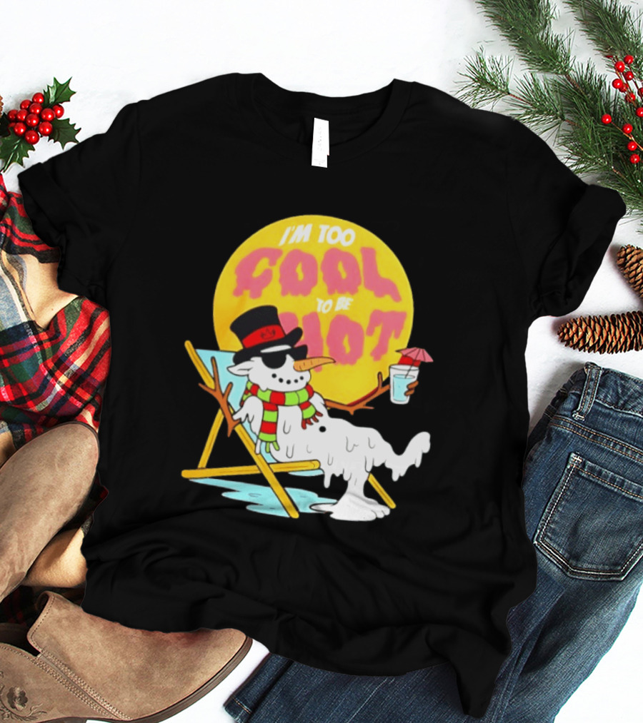 I'm Too Cool To Be Hot Goat USA Snowman T-Shirt