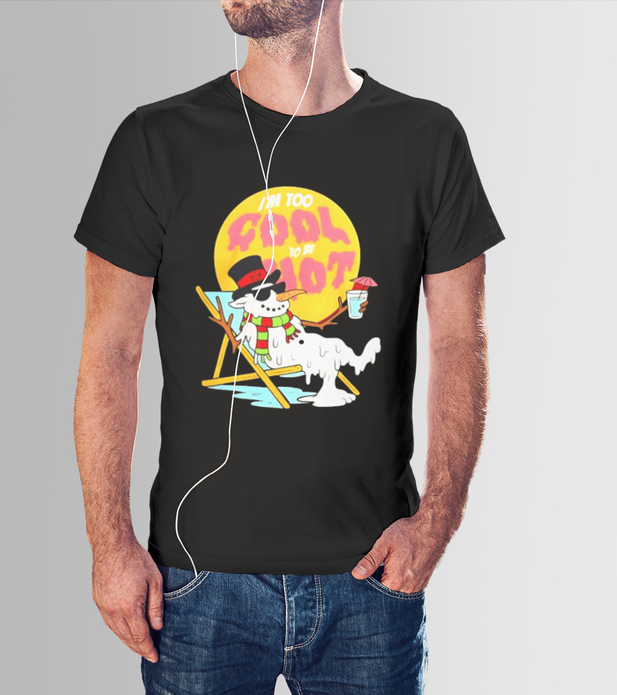 I'm Too Cool To Be Hot Goat USA Snowman T-Shirt