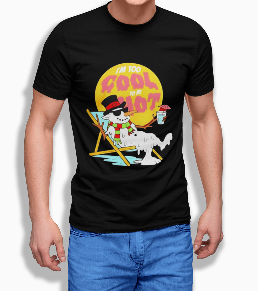 I'm Too Cool To Be Hot Goat USA Snowman T-Shirt