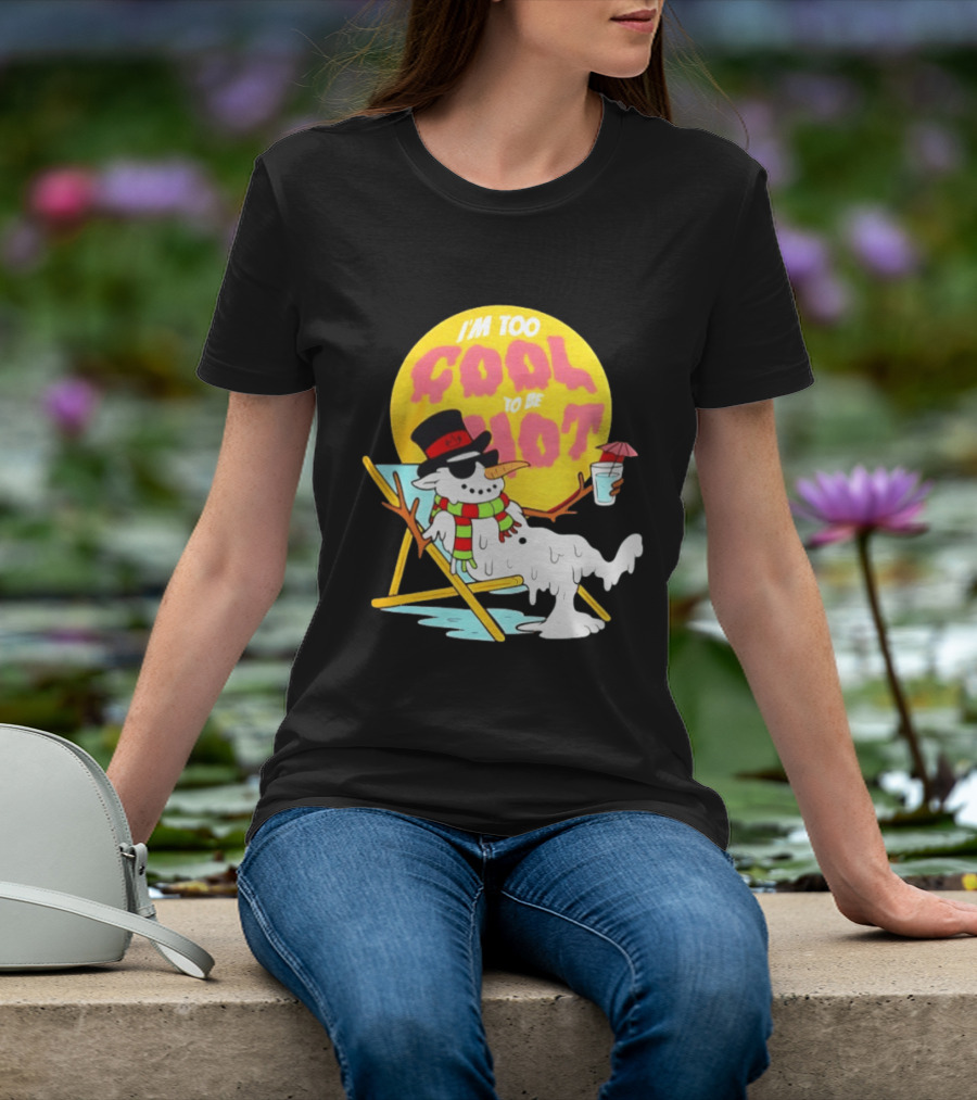 I'm Too Cool To Be Hot Goat USA Snowman T-Shirt