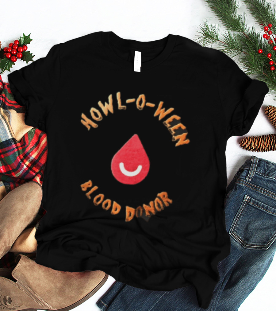 Howl O Ween Blood Donor Red Blood Drop White Smile T-Shirt