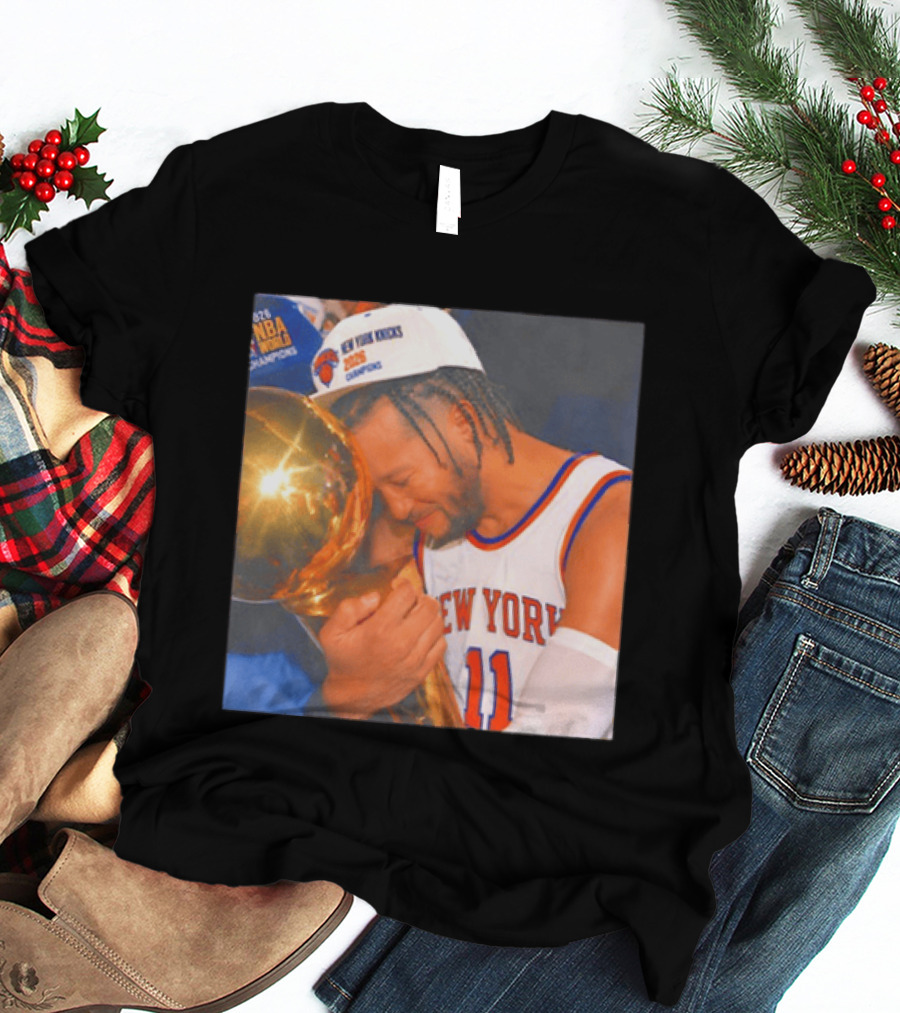 New York Knicks Jalen Brunson 2026 NBA Champions Trophy Moment T-Shirt