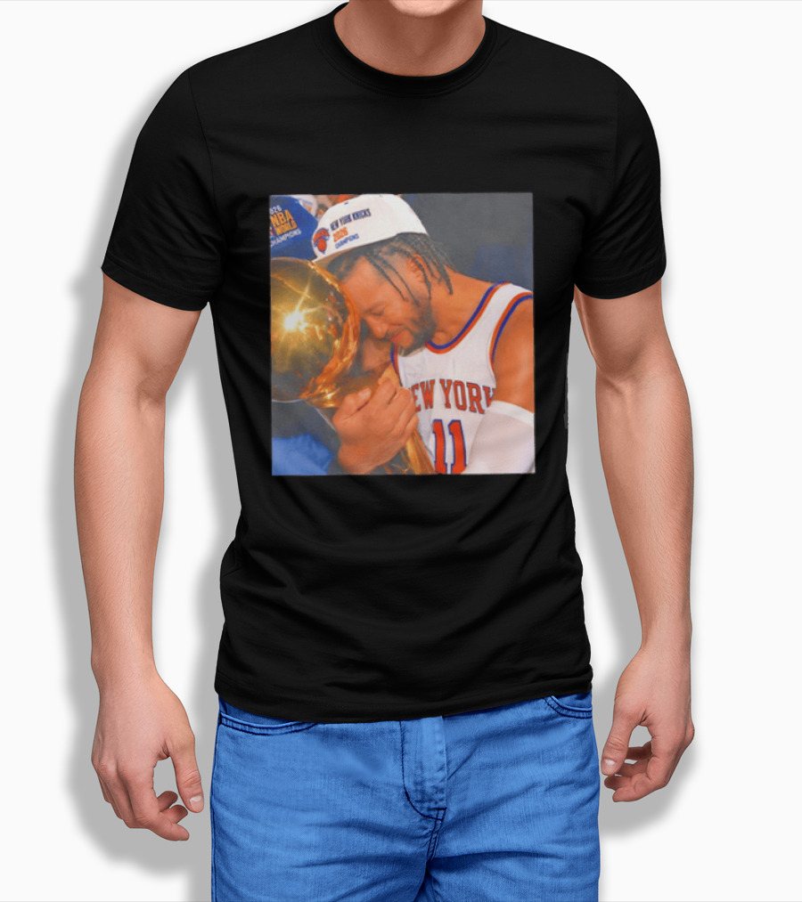 New York Knicks Jalen Brunson 2026 NBA Champions Trophy Moment T-Shirt
