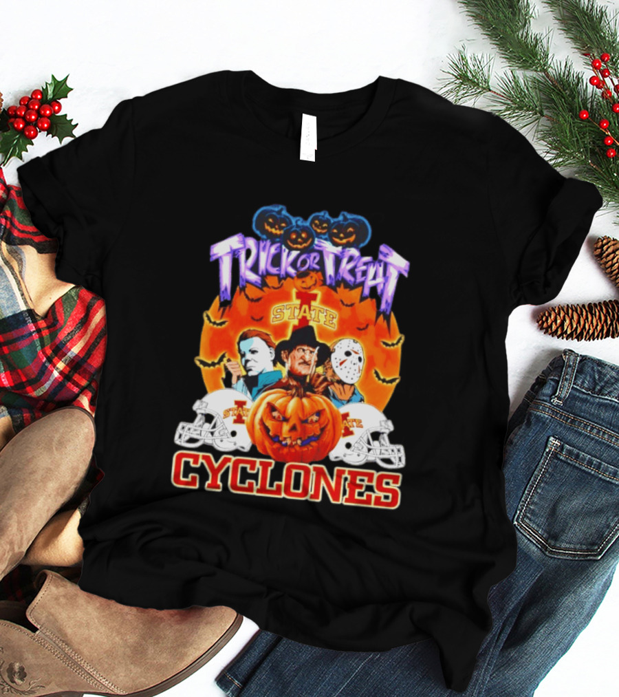Iowa State Cyclones Trick Or Treat Halloween Horror Characters 2026 T-Shirt