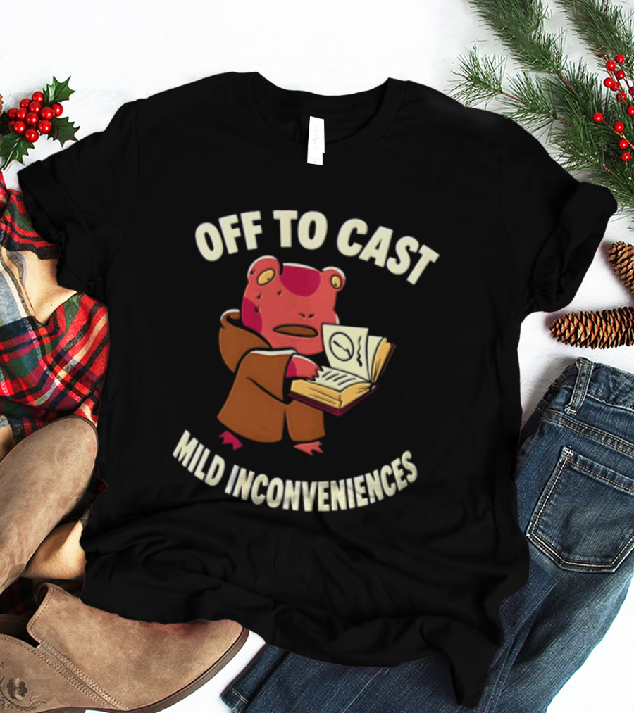 Off To Cast Mild Inconveniences Frog With Spellbook T-Shirt