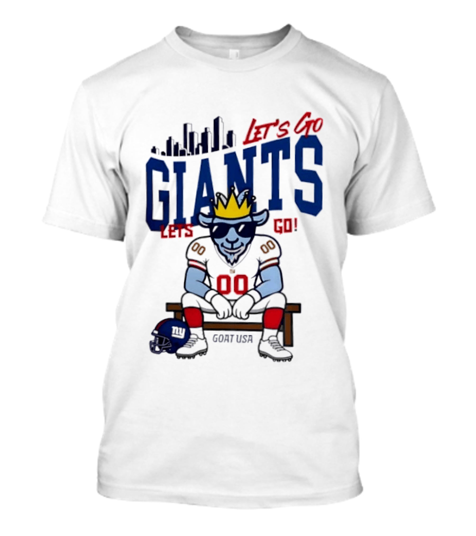 Goat USA Let's Go Giants New York Let's Go Skyline Football Player T-Shirt