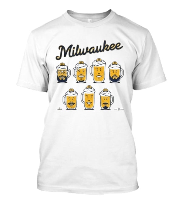 Milwaukee Brewers Beer Characters With Numbers 26 40 43 29 37 32 54 T-Shirt