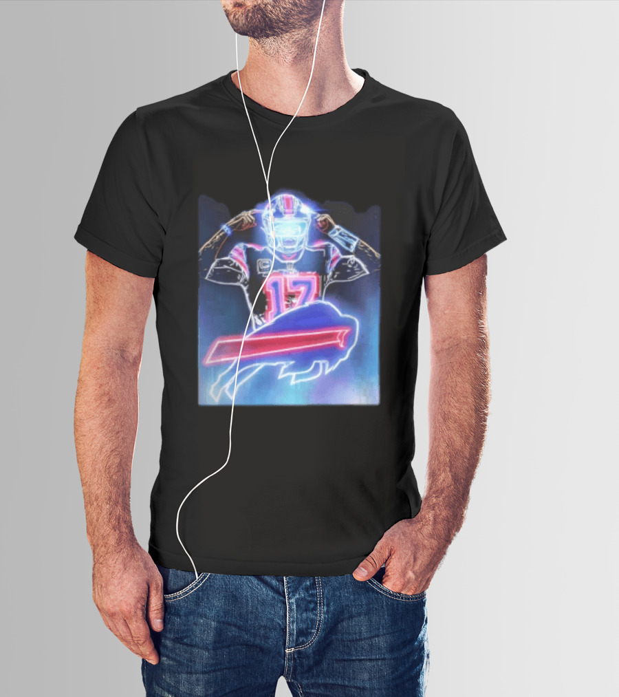 Josh Allen 17 Buffalo Bills Neon T-Shirt