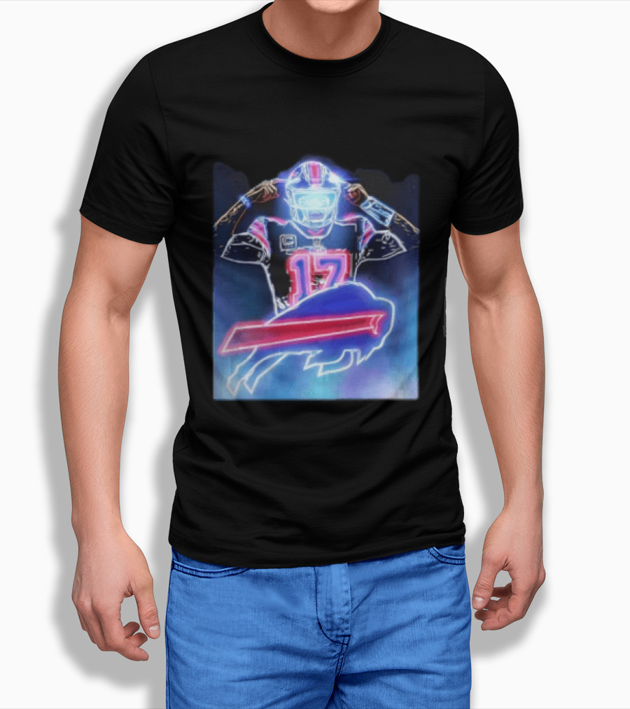 Josh Allen 17 Buffalo Bills Neon T-Shirt