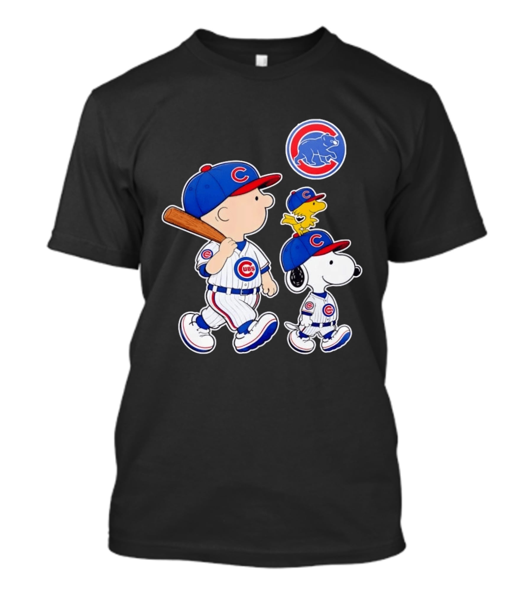 Charlie Brown Snoopy Woodstock Chicago Cubs Baseball Collaboration T-Shirt
