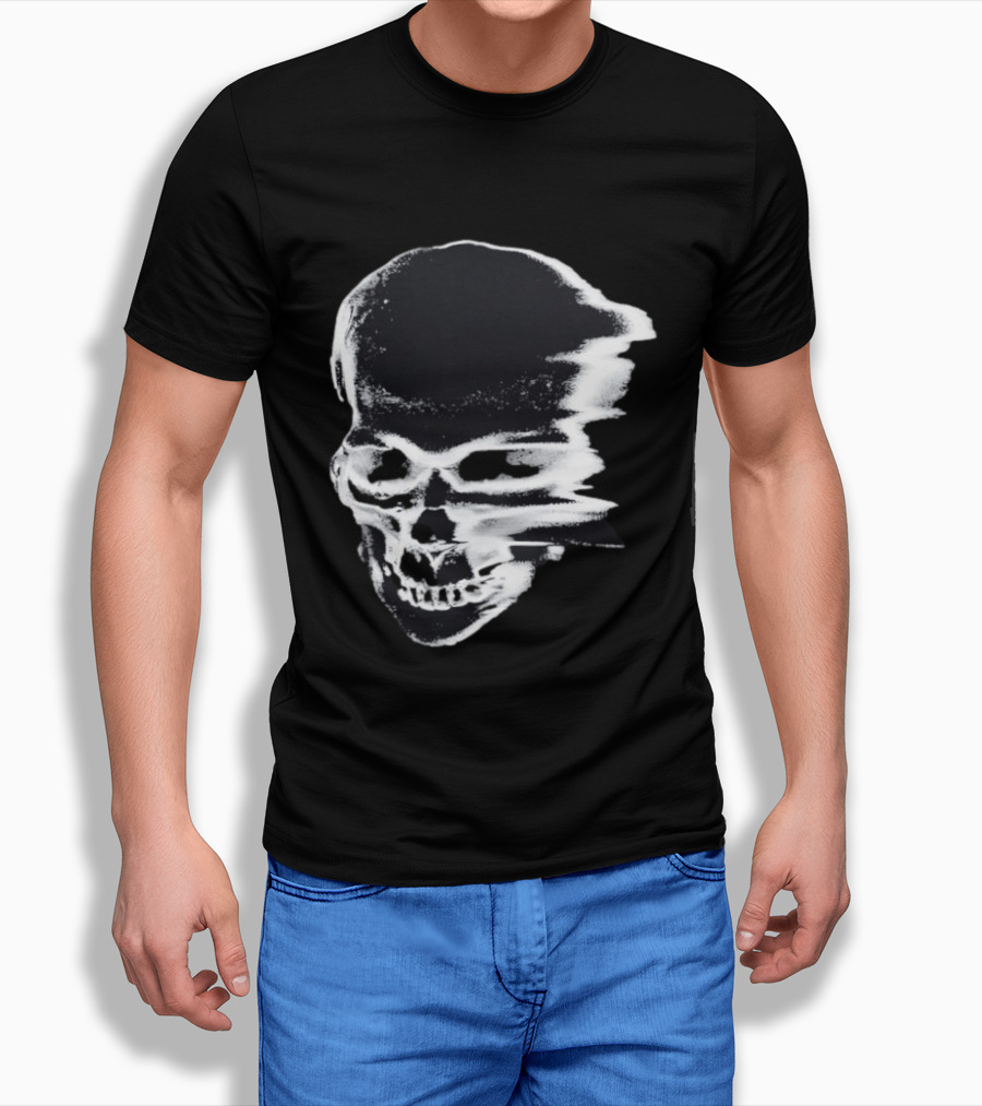 Horrible Skull Fading Effect Edgy Distorted Skull T-Shirt