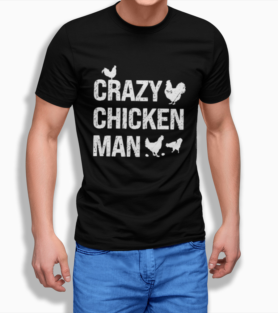 Crazy Chicken Man Rooster Silhouette Animals T-Shirt