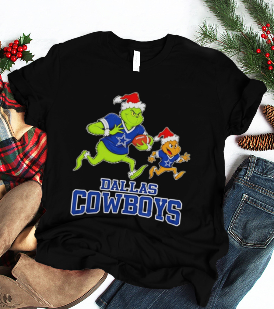 Dallas Cowboys Grinch Christmas Collaboration Holiday Football Fan T-Shirt