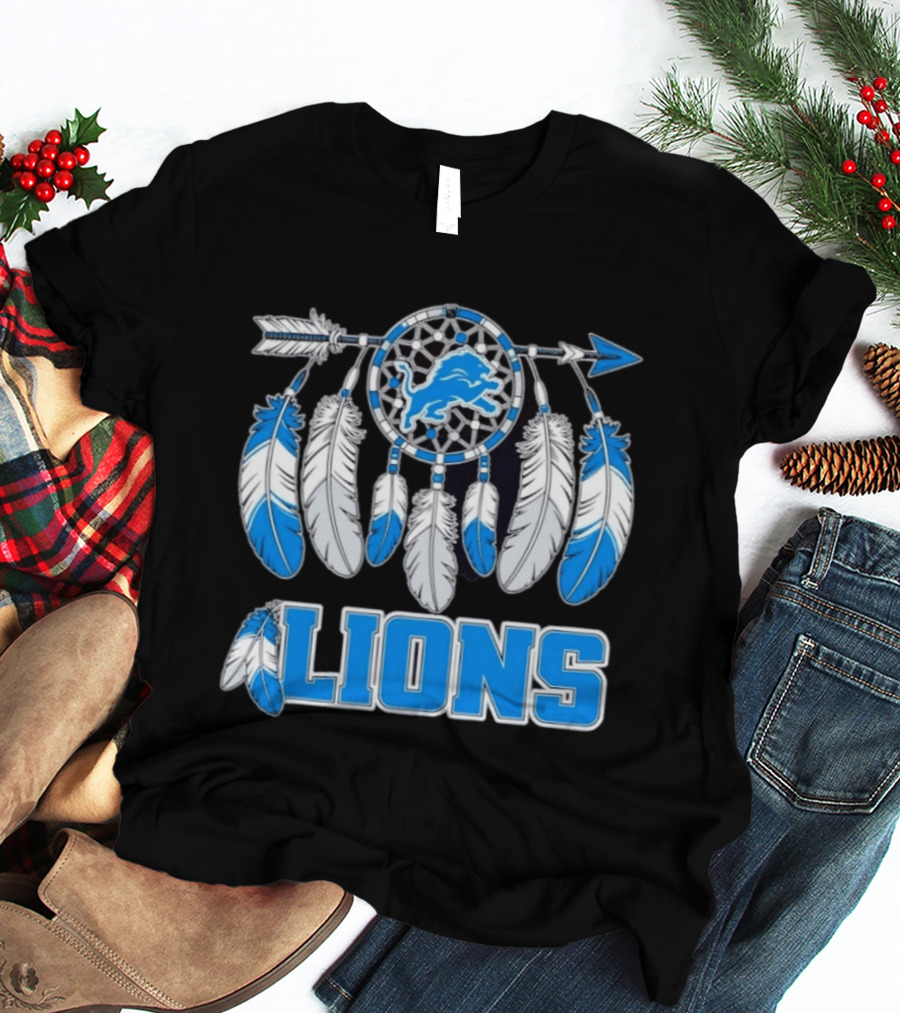 Detroit Lions Dreamcatcher Feathers Arrow T-Shirt