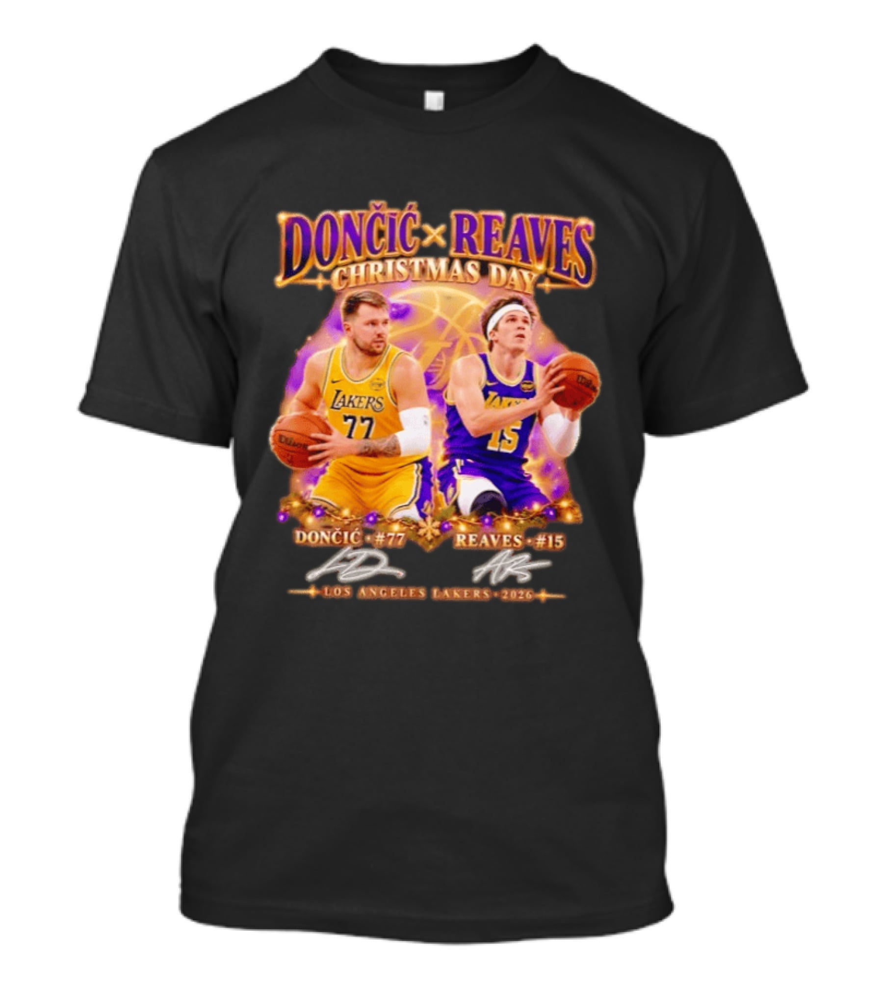 Dončić Reaves Los Angeles Lakers Christmas Day 2023 T-Shirt