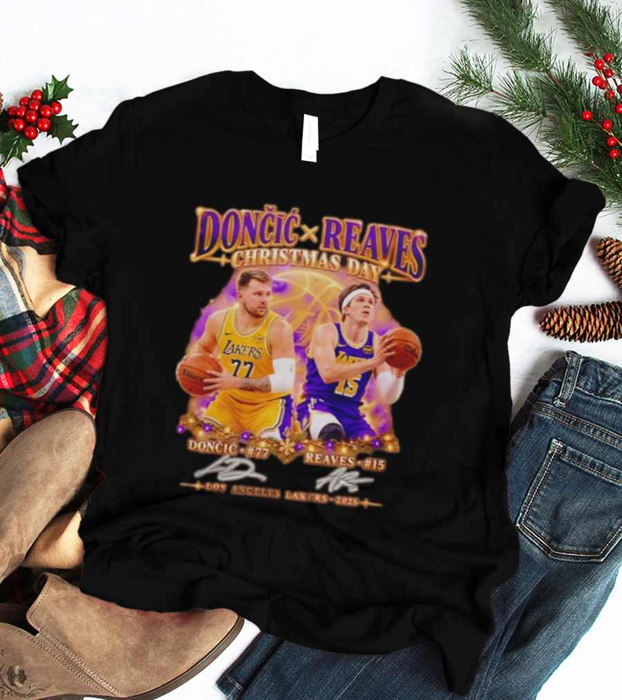 Dončić Reaves Los Angeles Lakers Christmas Day 2023 T-Shirt