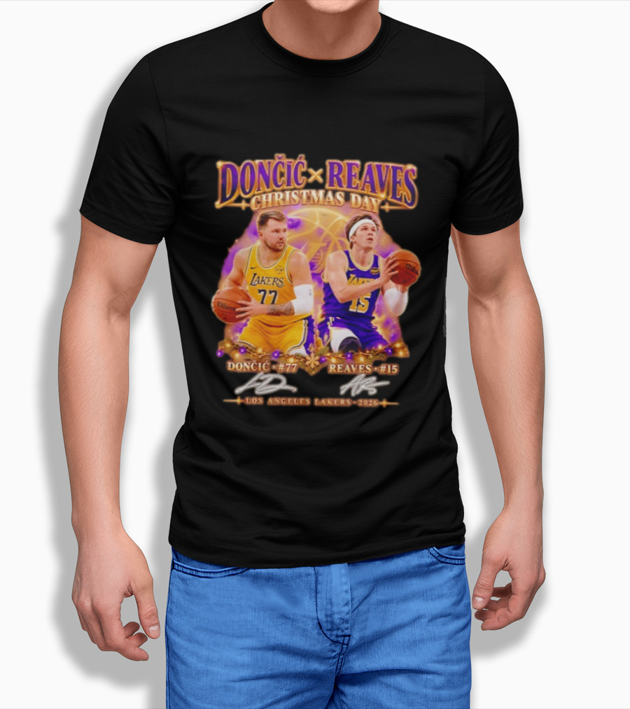 Dončić Reaves Los Angeles Lakers Christmas Day 2023 T-Shirt