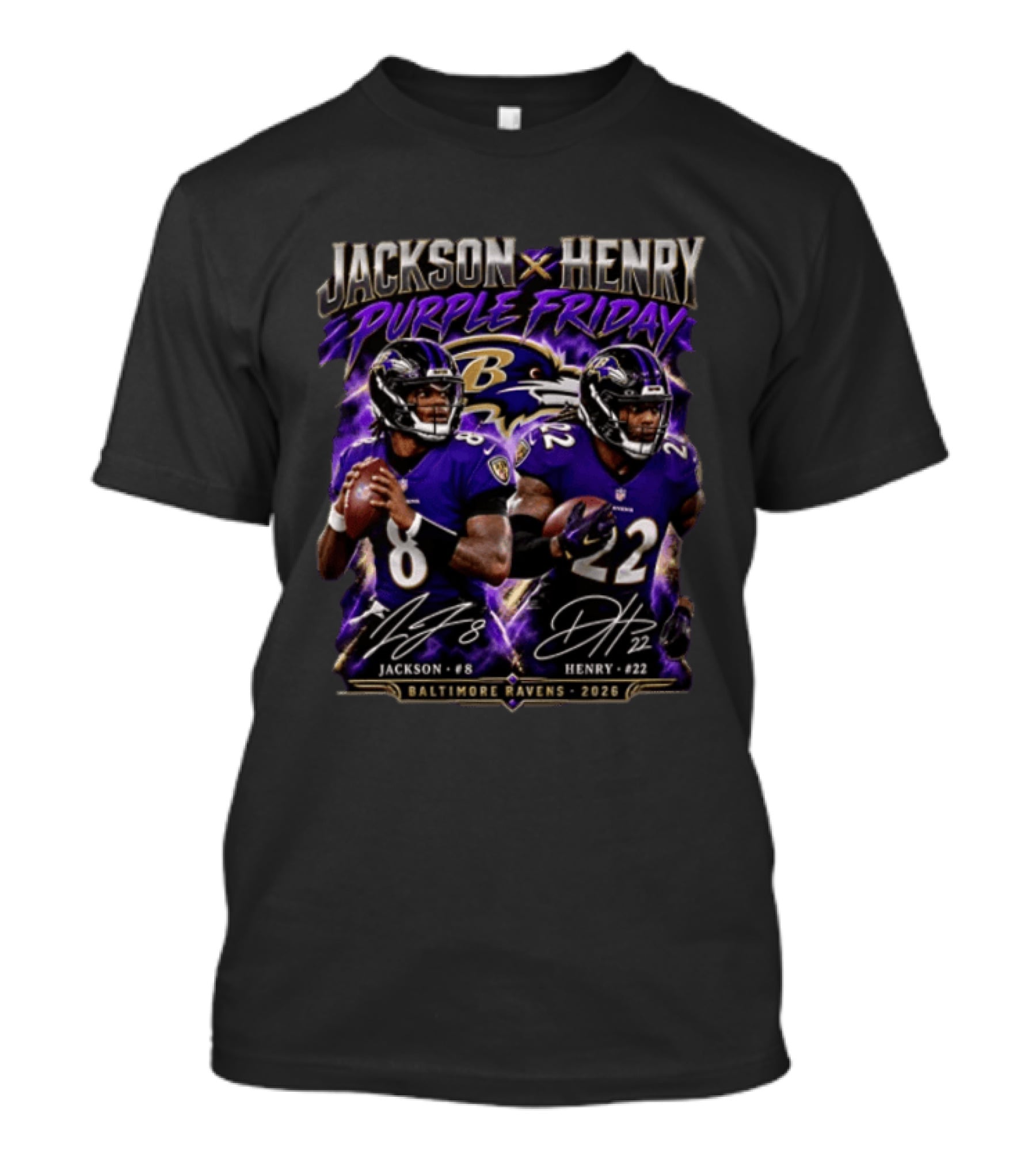 Jackson Henry Purple Friday Baltimore Ravens 2026 #8 #22 T-Shirt