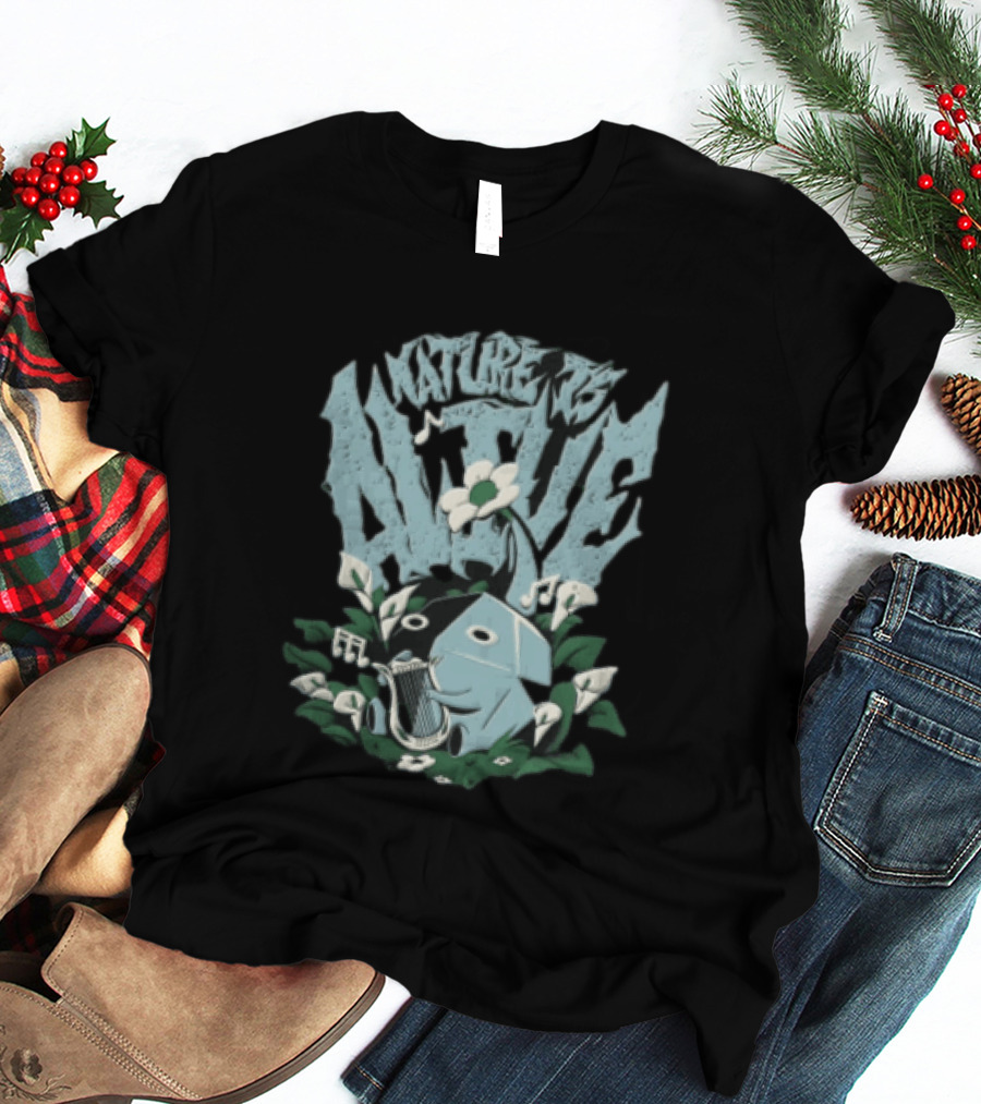 Nature IS Alive Geometric Creature Abstract Elephant Floral Notes T-Shirt