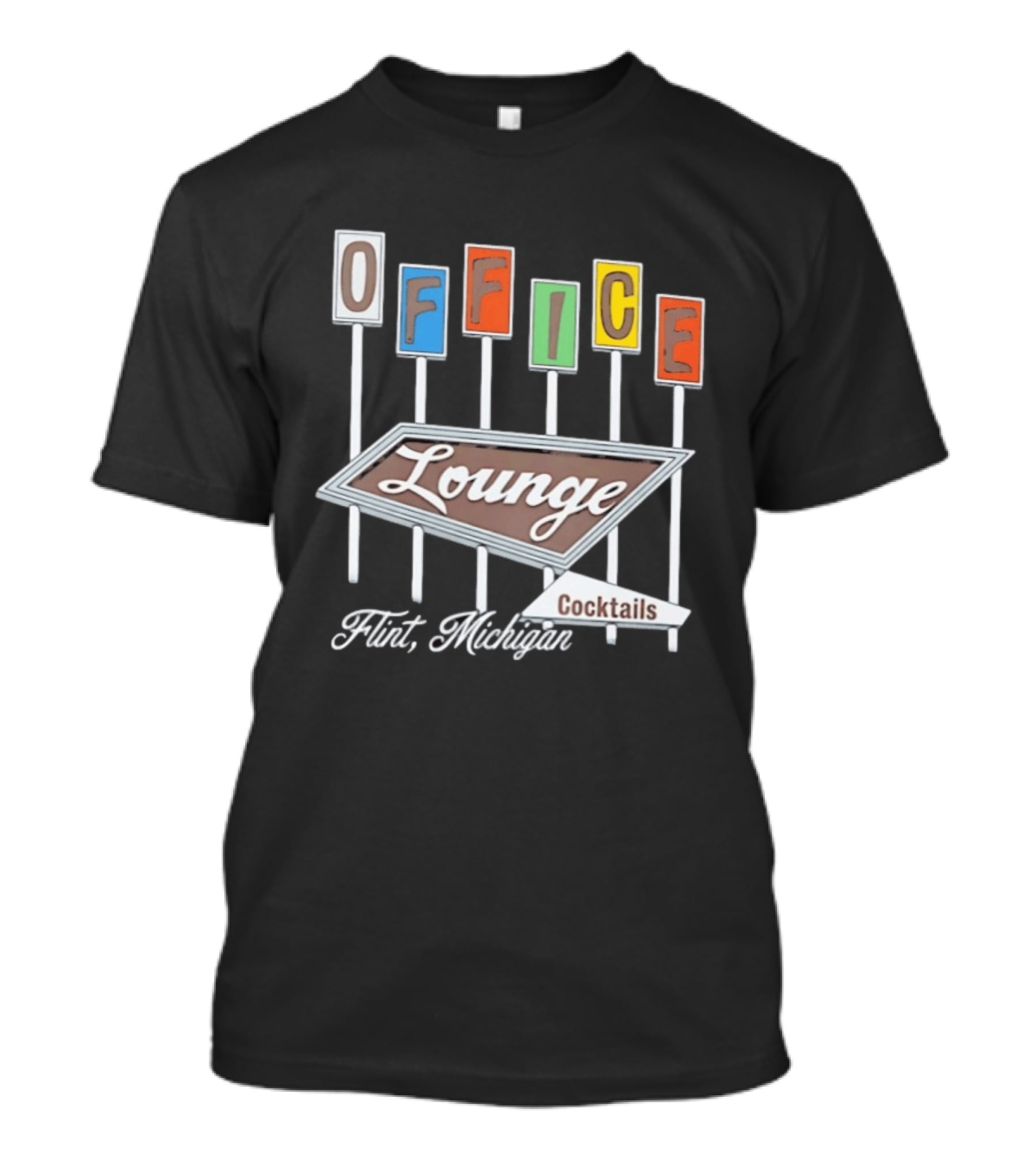 Office Lounge Flint Michigan Cocktails Retro Sign T-Shirt