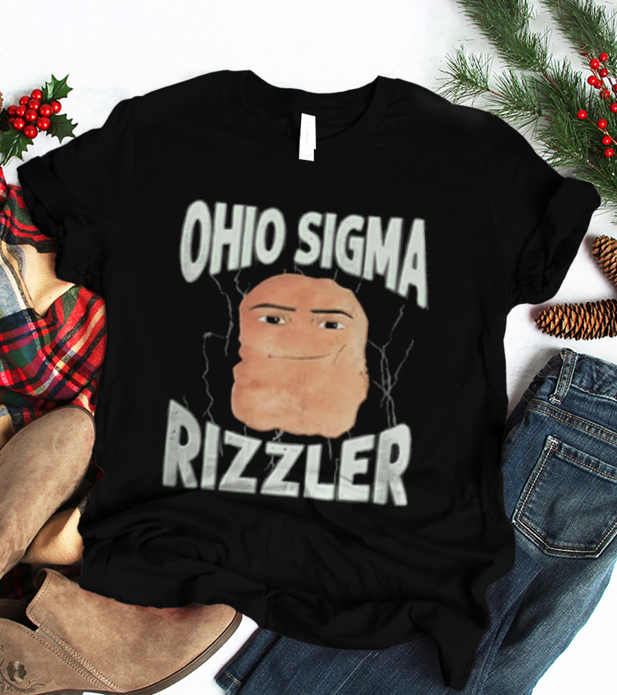 Ohio Sigma Rizzler Meme Lightning Face T-Shirt