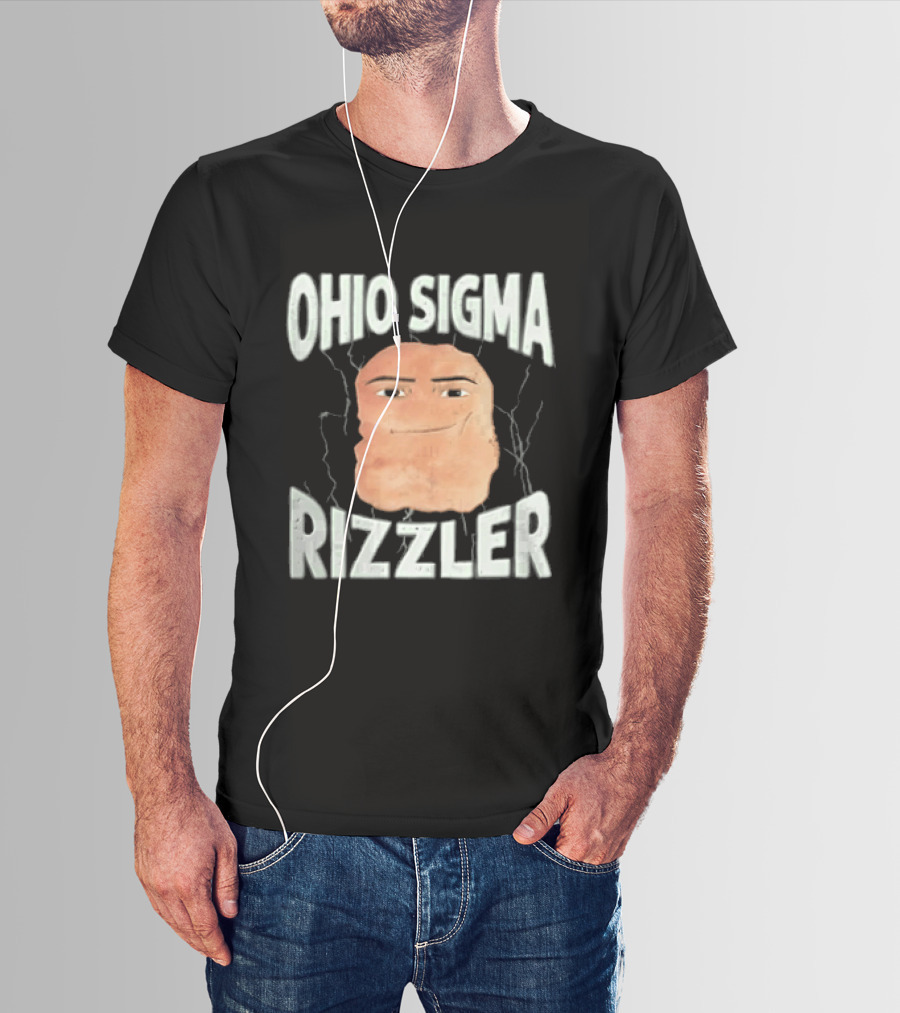 Ohio Sigma Rizzler Meme Lightning Face T-Shirt