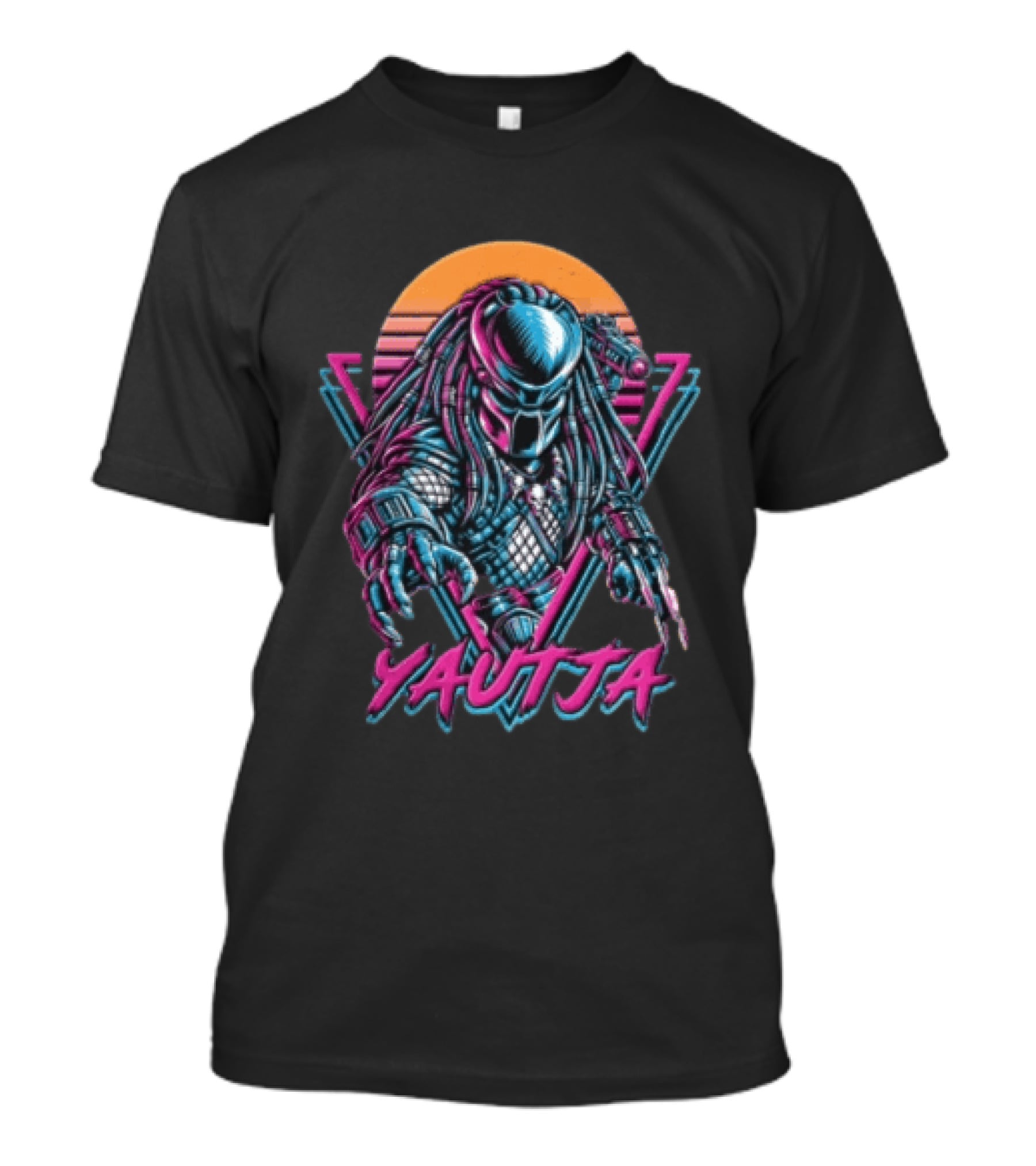 Yautja Predator Alien Creature Reaching Out Synthwave Retro Sunset T-Shirt