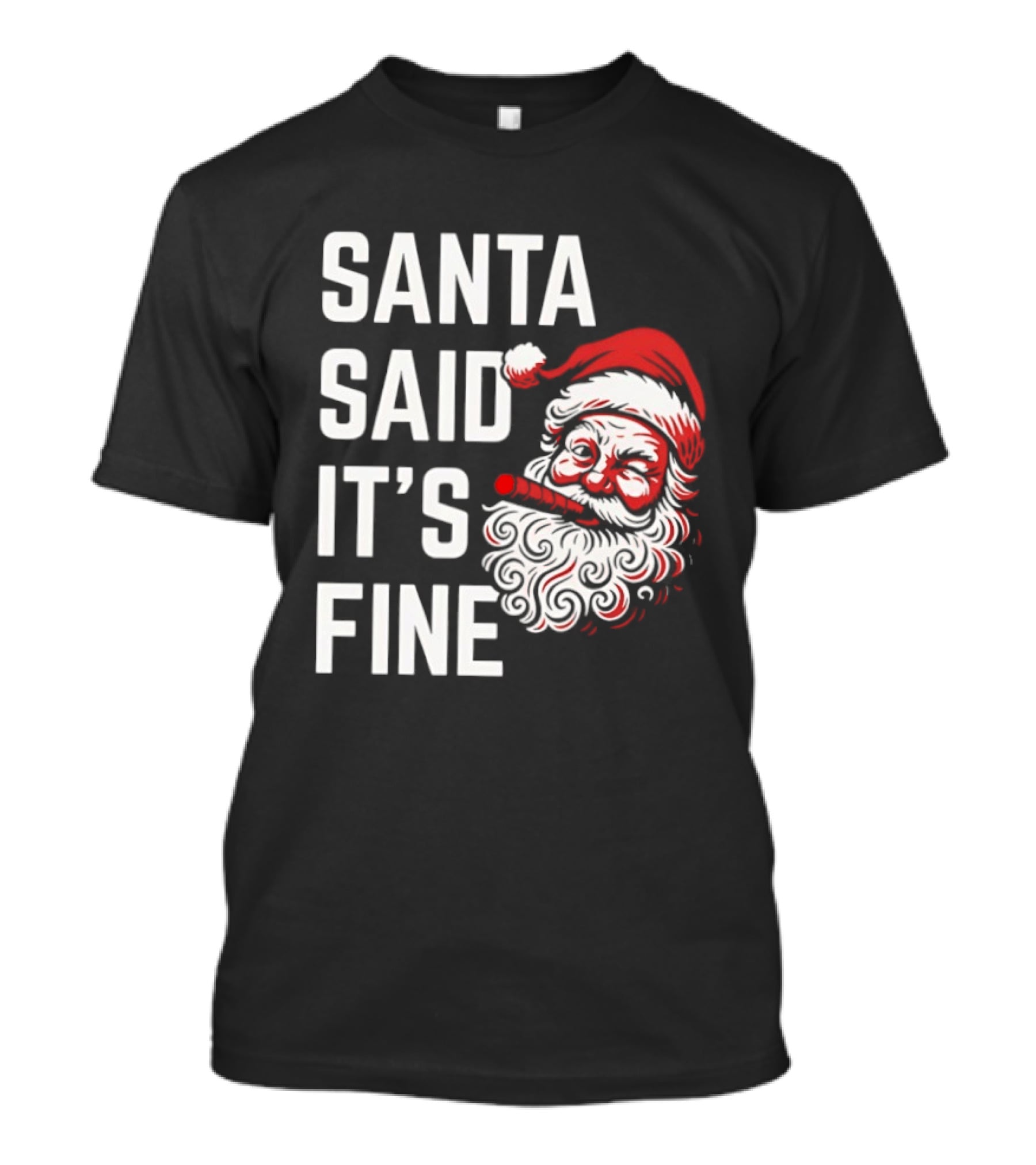 Santa Said It's Fine Christmas Vintage Santa Face T-Shirt