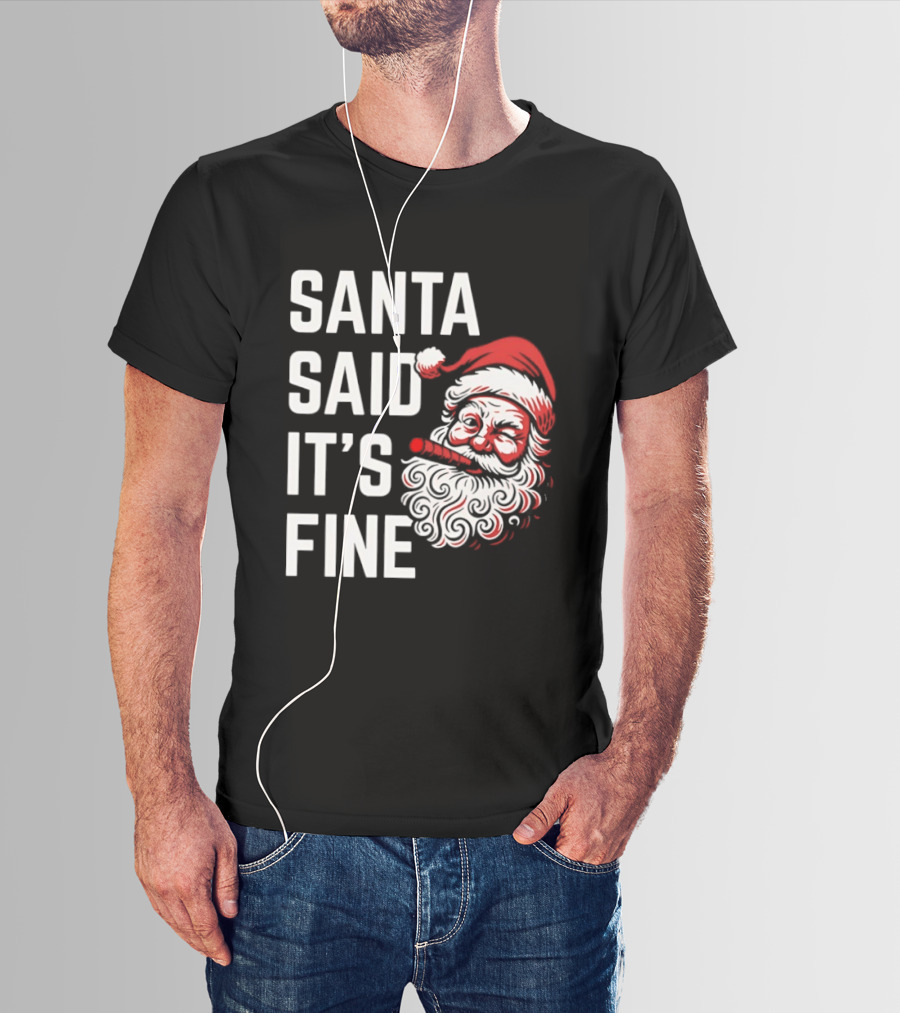 Santa Said It's Fine Christmas Vintage Santa Face T-Shirt